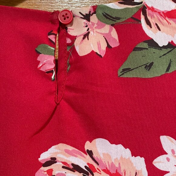 THE CHILDREN'S PLACE Girl's XXL 16 Long Sleeve Red Floral Tie Ruffle Dress NWT - Picture 3 of 7